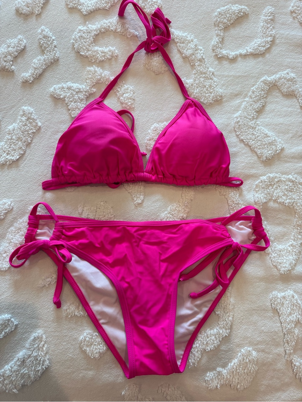 Hot Pink Tie-Side Bikini Set